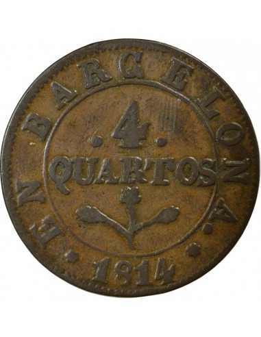 Espagne Joseph Napoléon 4 quartos Cuivre 1814 Barcelone