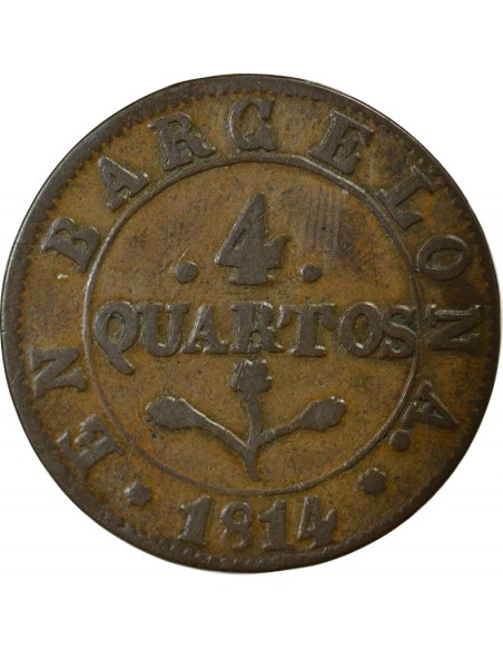 Espagne Joseph Napoléon 4 quartos Cuivre 1814 Barcelone