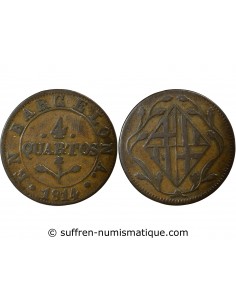 Espagne Joseph Napoléon 4 quartos Cuivre 1814 Barcelone