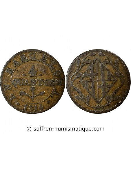 Espagne Joseph Napoléon 4 quartos Cuivre 1814 Barcelone