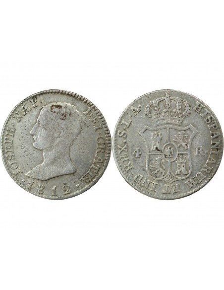 ESPAGNE, JOSEPH BONAPARTE - 4 REALES ARGENT 1812 SEVILLE LA
