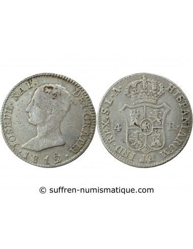 ESPAGNE, JOSEPH BONAPARTE - 4 REALES ARGENT 1812 SEVILLE LA
