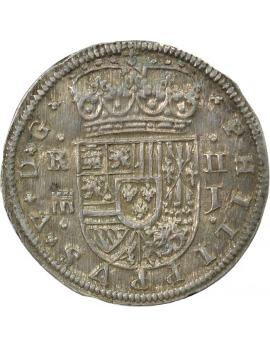 ESPAGNE, PHILIPPE V - 2 REALES ARGENT 1717 SEGOVIE J
