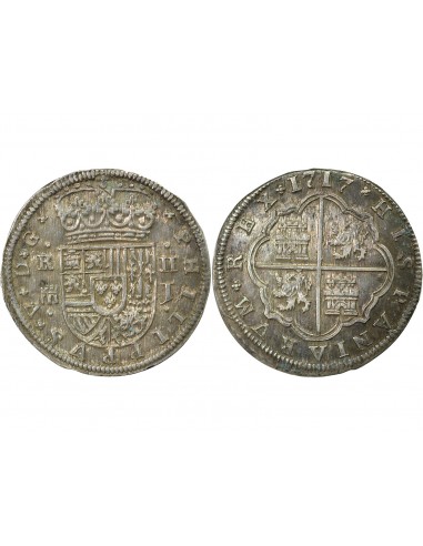 ESPAGNE, PHILIPPE V - 2 REALES ARGENT 1717 SEGOVIE J