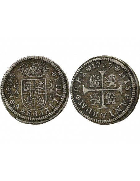 Espagne Philippe V d'Espagne 01-févr real Argent 1727 Cuenca