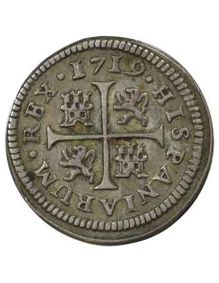 Espagne Felipe V 1/2 Real Argent 1719 Cuenca