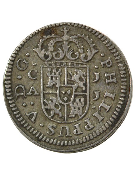 Espagne Felipe V 1/2 Real Argent 1719 Cuenca