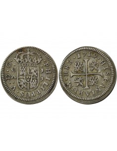 Espagne Felipe V 1/2 Real Argent 1719 Cuenca 2