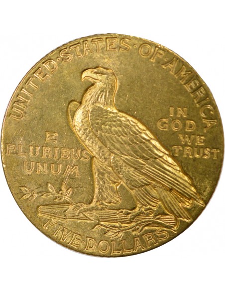 ETATS UNIS, TETE D'INDIEN - 5 DOLLARS OR 1911 PHILADELPHIE