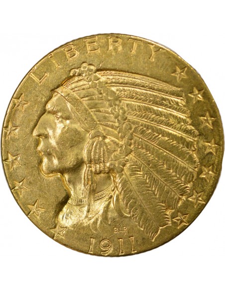 ETATS UNIS, TETE D'INDIEN - 5 DOLLARS OR 1911 PHILADELPHIE