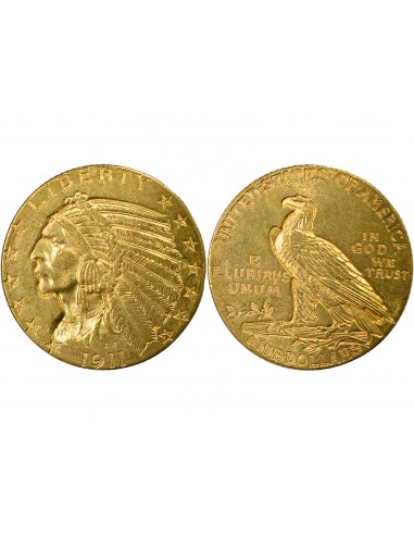 ETATS UNIS, TETE D'INDIEN - 5 DOLLARS OR 1911 PHILADELPHIE