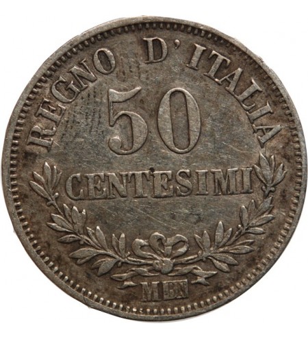 ITALIE, VITTORIO EMANUELE - 50 CENTESIMI 1863 M