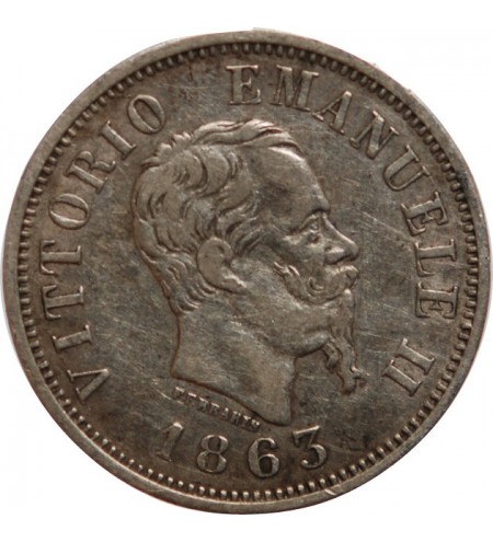 ITALIE, VITTORIO EMANUELE - 50 CENTESIMI 1863 M