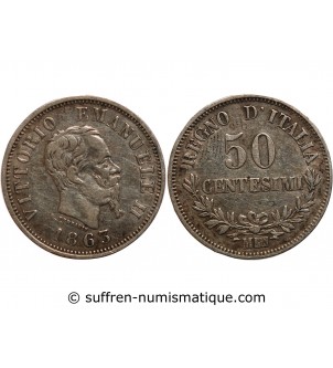 ITALIE, VITTORIO EMANUELE - 50 CENTESIMI 1863 M