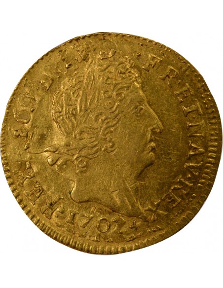 Louis XIV 1/2 louis d'or Or 1702 T Nantes