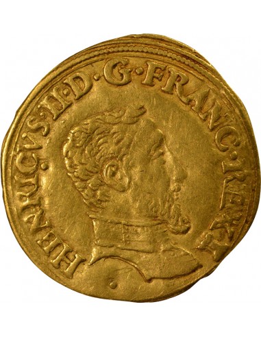 HENRI II - HENRI D'OR, 1er type BUSTE D - 1552 E TOURS