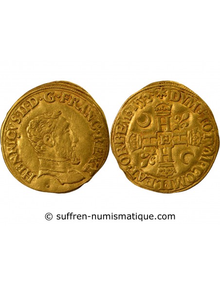 HENRI II - HENRI D'OR, 1er type BUSTE D - 1552 E TOURS