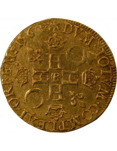 CHARLES IX, AU NOM DE HENRI II - DOUBLE HENRI D'OR, 3e type - 1561 B ROUEN