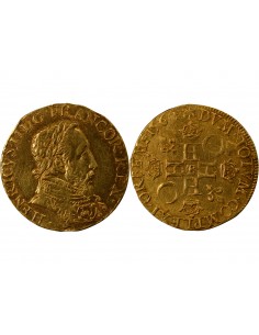 CHARLES IX, AU NOM DE HENRI II - DOUBLE HENRI D'OR, 3e type - 1561 B ROUEN 2
