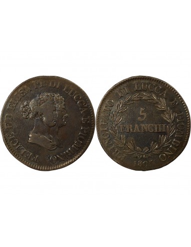 Italie Elisa Bonaparte 5 franchi Argent 1805 Florence