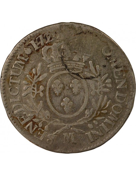 Louis XV Ecu aux branches d'olivier Argent 1726-1729 M Toulouse