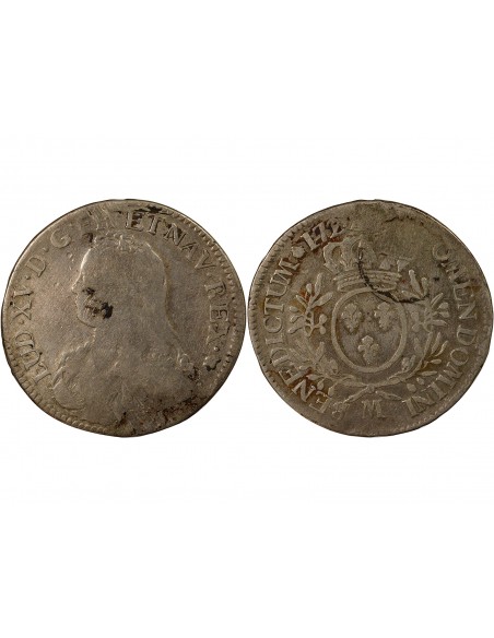 Louis XV 1 écu Argent 1726-1729 M Toulouse
