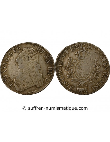 LOUIS XVI - ECU DE BEARN, AUX BRANCHES D'OLIVIER - 1787, PAU