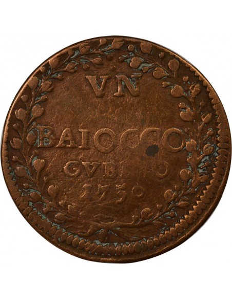 Vatican Benoit XIV 1 baiocco Cuivre 1750 Gubbio