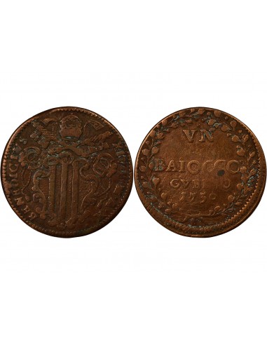 Vatican Benoit XIV 1 baiocco Cuivre 1750 Gubbio