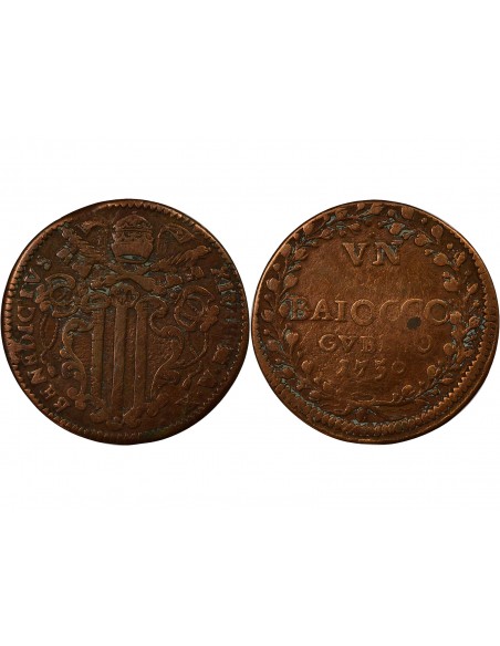 Vatican Benoit XIV 1 baiocco Cuivre 1750 Gubbio