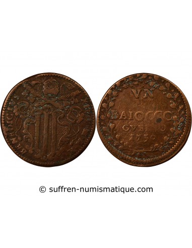 Vatican Benoit XIV 1 baiocco Cuivre 1750 Gubbio