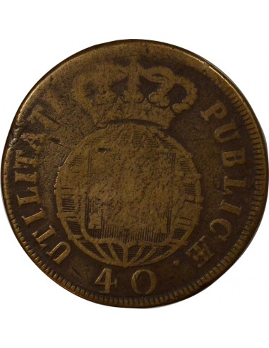 Portugal Jean VI du Portugal 40 reis Bronze 1822 Lisbonne
