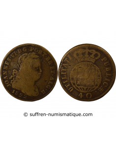 Portugal Jean VI du Portugal 40 reis Bronze 1822 Lisbonne