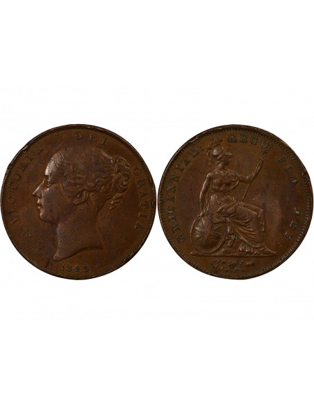 Royaume-Uni Victoria, Reine 1 penny Cuivre 1843 Londres