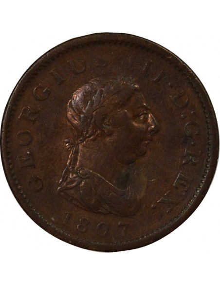 Royaume-Uni George III, Roi de Grande-Bretagne et d´Irlande 1 penny Cuivre 1807 Londres