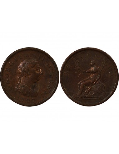 Royaume-Uni George III, Roi de Grande-Bretagne et d´Irlande 1 penny Cuivre 1807 Londres