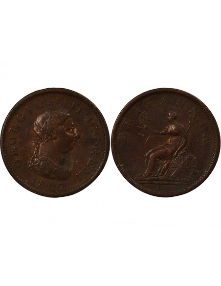 Royaume-Uni George III, Roi de Grande-Bretagne et d´Irlande 1 penny Cuivre 1807 Londres