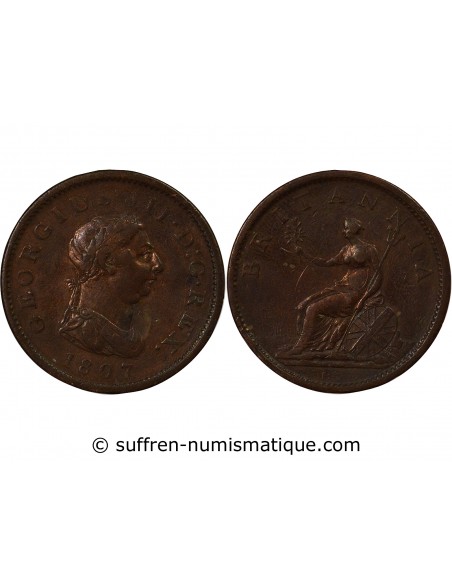 Royaume-Uni George III, Roi de Grande-Bretagne et d´Irlande 1 penny Cuivre 1807 Londres
