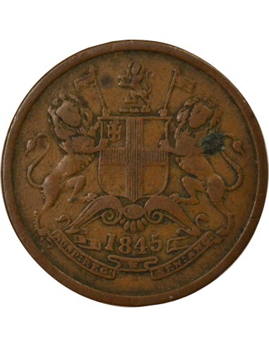 Inde Victoria, Reine 1/2 Anna Cuivre 1845 (immobilisÃ©) Calcutta