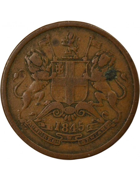 Inde Victoria, Reine 1/2 Anna Cuivre 1845 (immobilisÃ©) Calcutta
