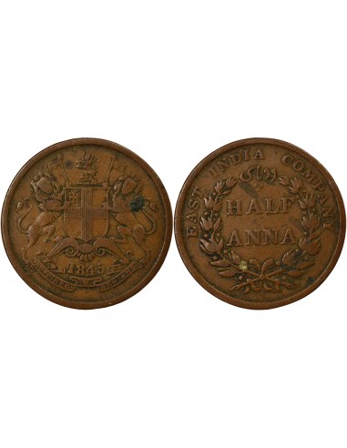 Inde Victoria, Reine 1/2 Anna Cuivre 1845 (immobilisÃ©) Calcutta