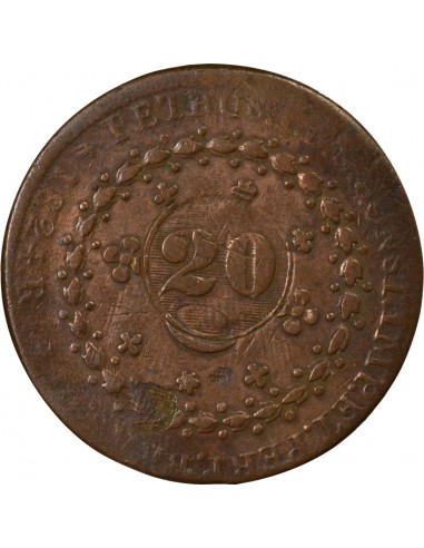 Brésil Pedro II 20 Reis Cuivre 1835