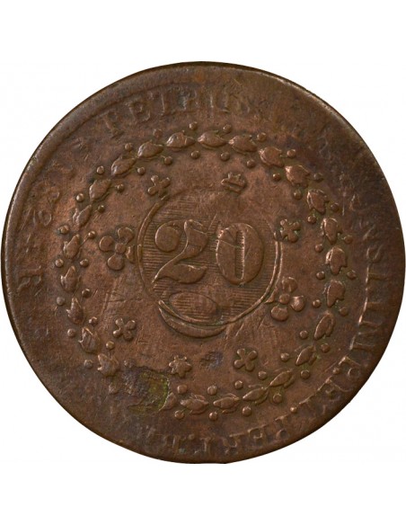 Brésil Pedro II 20 Reis Cuivre 1835