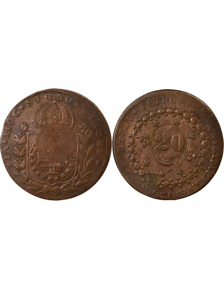 Brésil Pedro II 20 Reis Cuivre 1835
