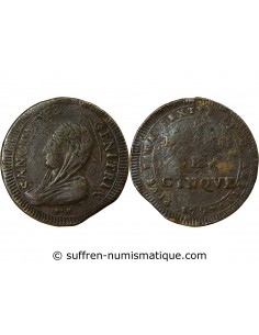 Vatican Pape Pie VI 5 baiocchi Cuivre 1797