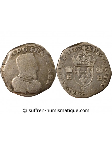 Henri II 1 teston Argent 1560 T Nantes