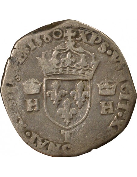 Henri II 1 teston Argent 1560 T Nantes