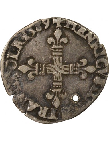 HENRI III - 1/8 ECU ARGENT 1589 T NANTES