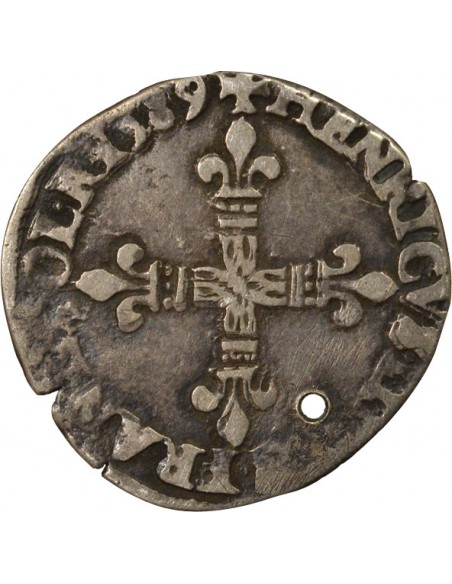 HENRI III - 1/8 ECU ARGENT 1589 T NANTES