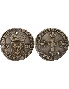 HENRI III - 1/8 ECU ARGENT 1589 T NANTES 2